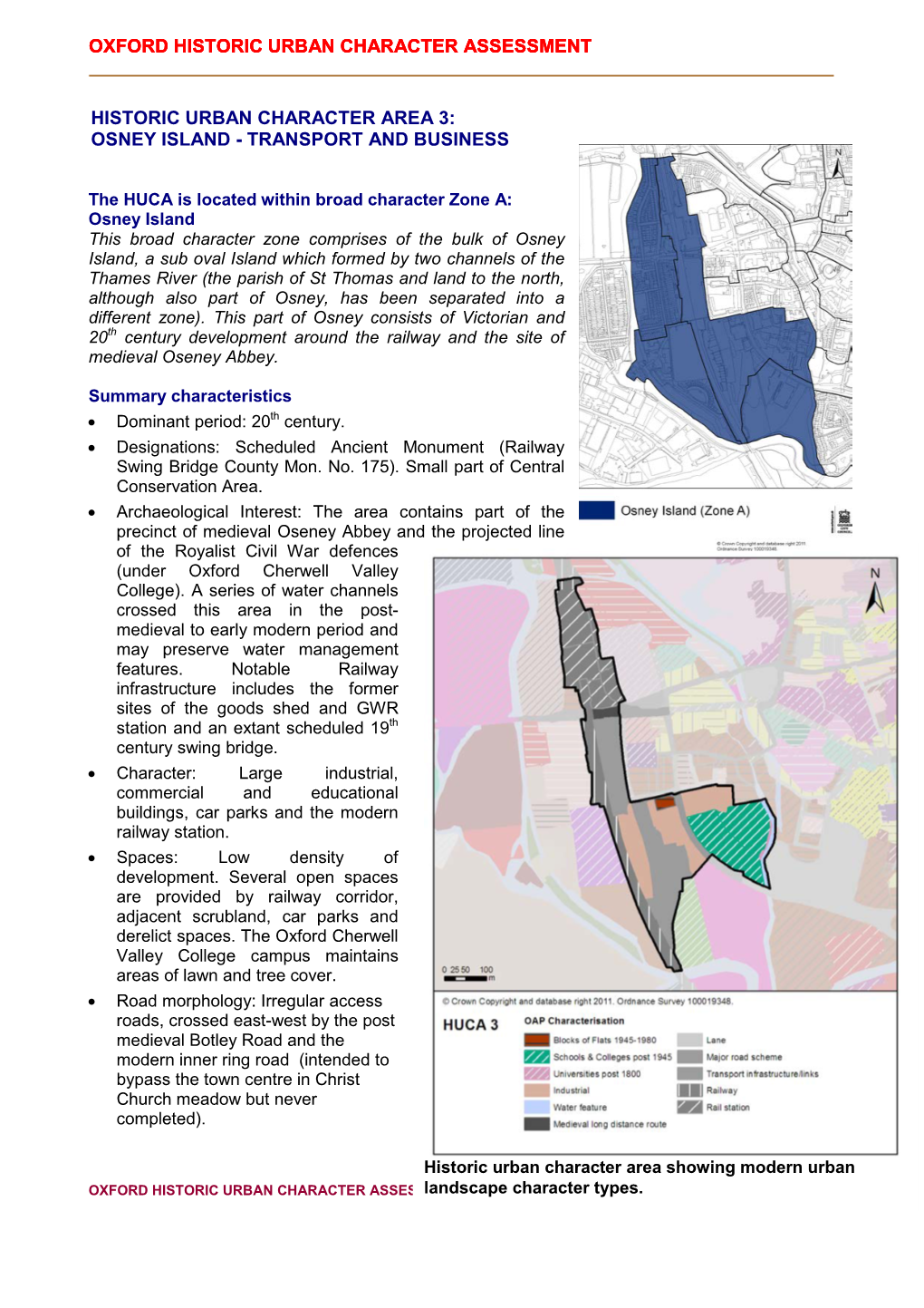 Historic Urban Character Area 3: Osney Island - Transport and Business
