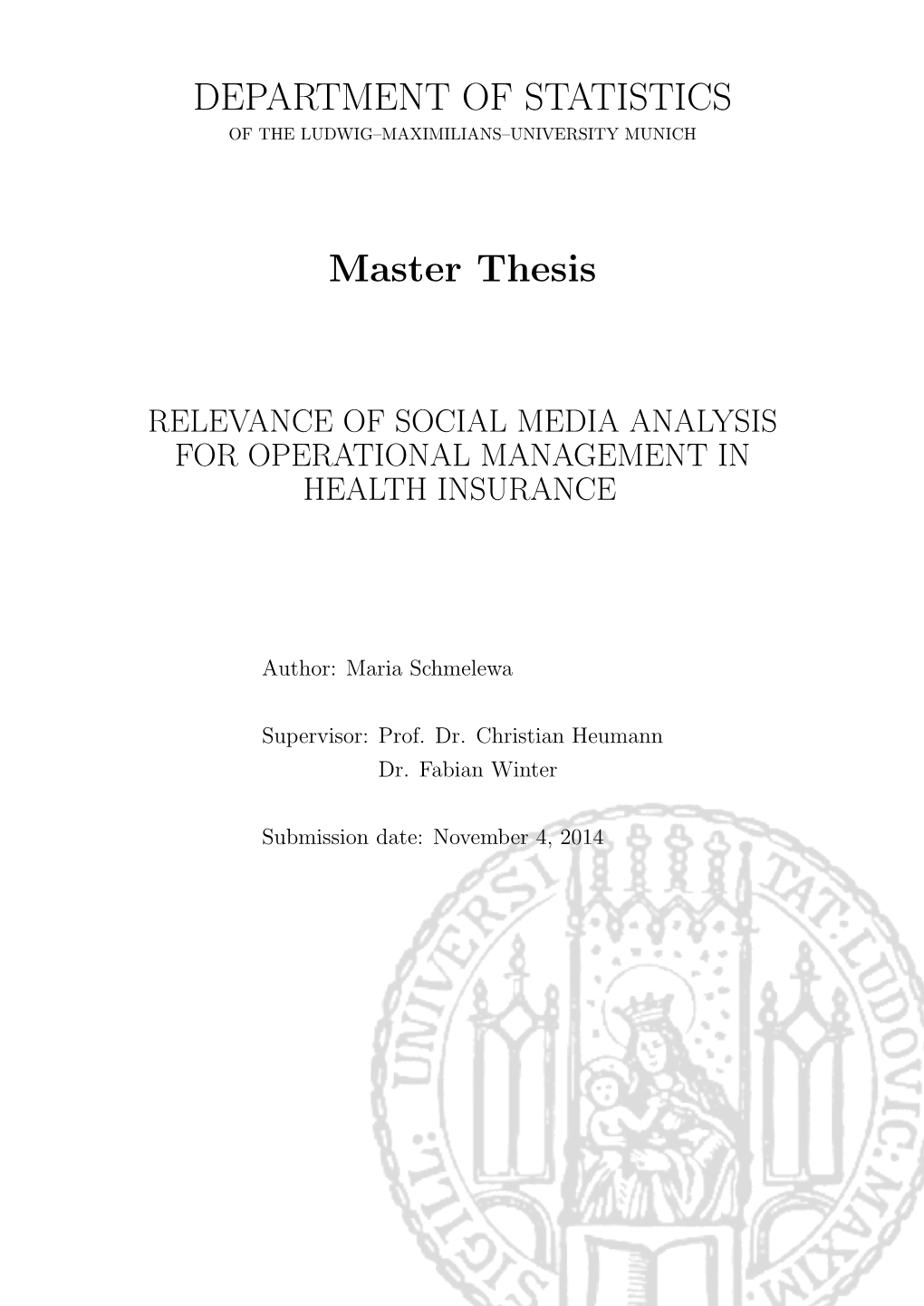 DEPARTMENT of STATISTICS Master Thesis