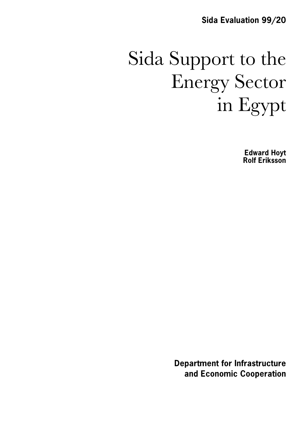 Sida Support to the Energy Sector in Egypt