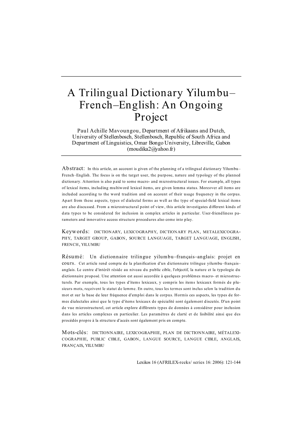 A Trilingual Dictionary Yilumbu