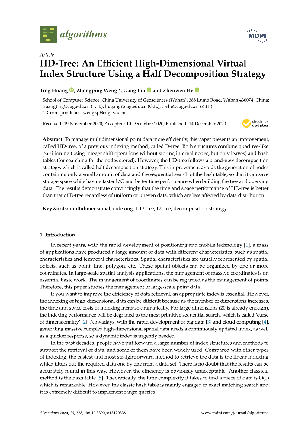 HD-Tree: an Efﬁcient High-Dimensional Virtual Index Structure Using a ...