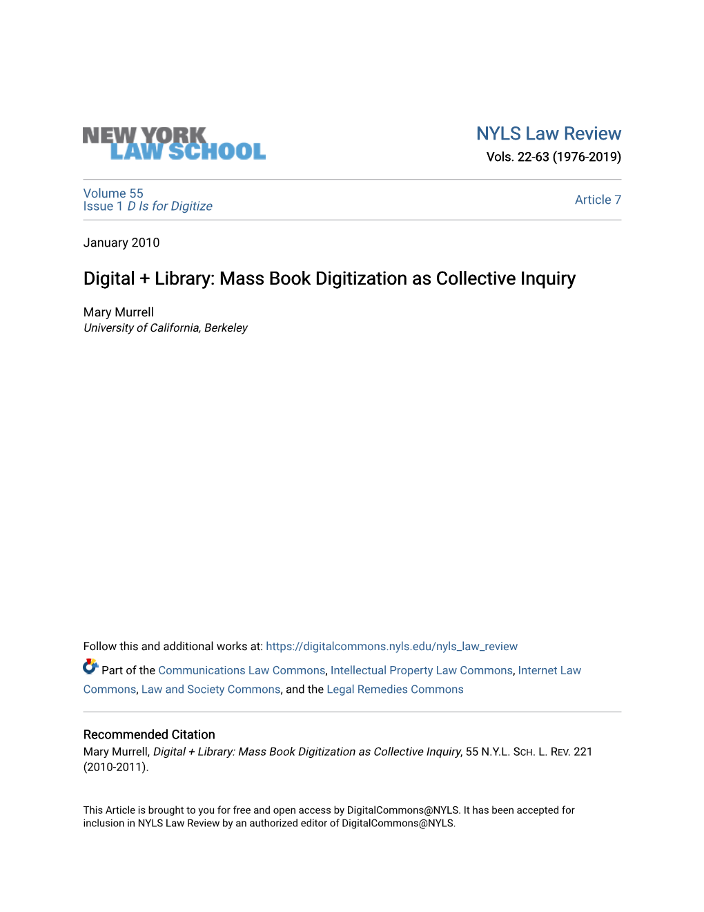 Digital + Library: Mass Book Digitization As Collective Inquiry