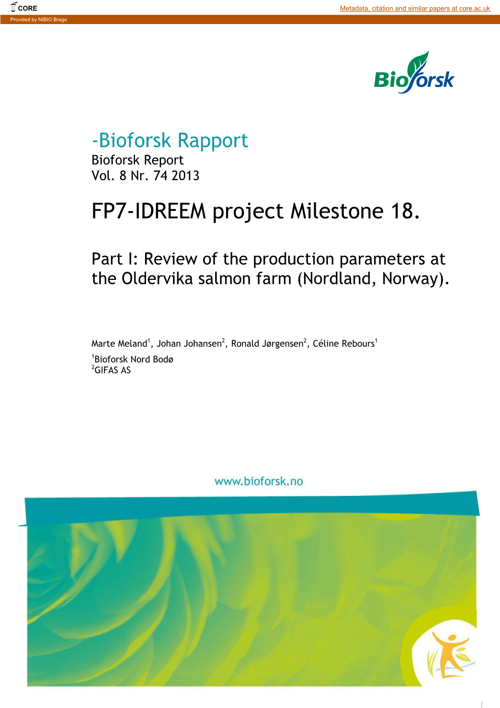 BIOFORSK RAPPORT Nr