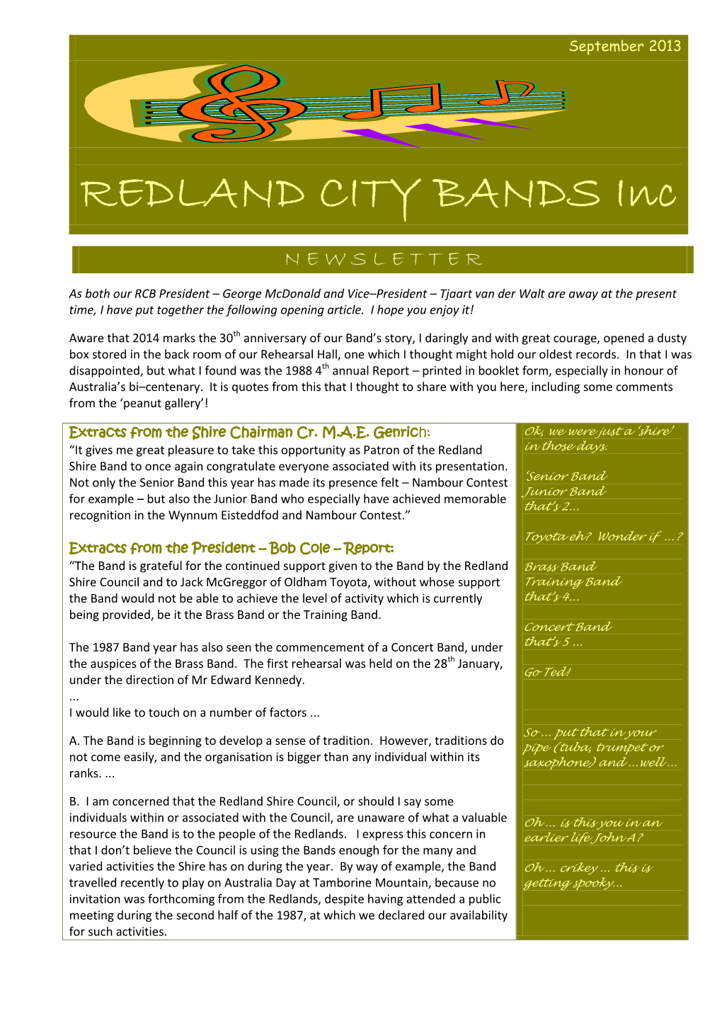 REDLAND CITY BANDS Inc