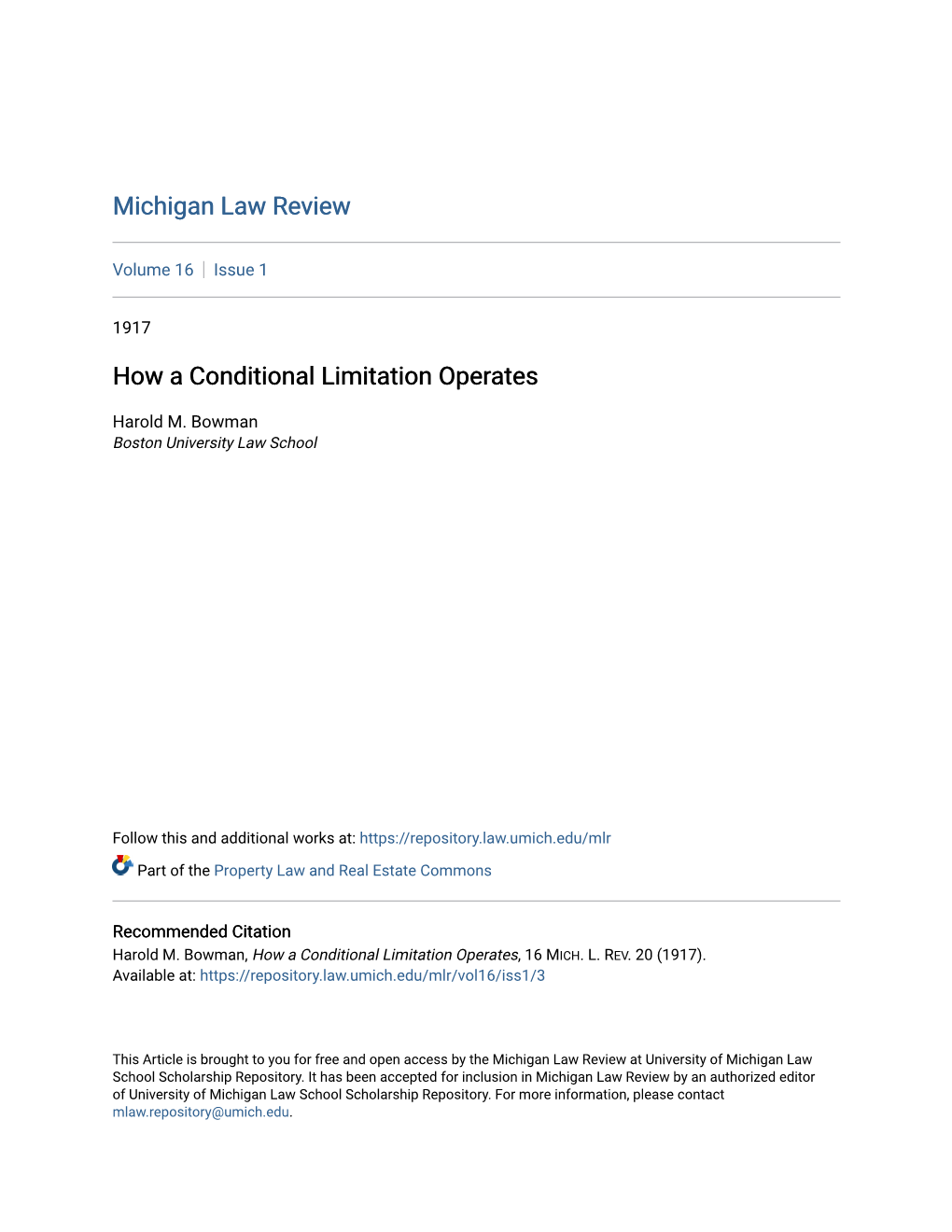 How a Conditional Limitation Operates