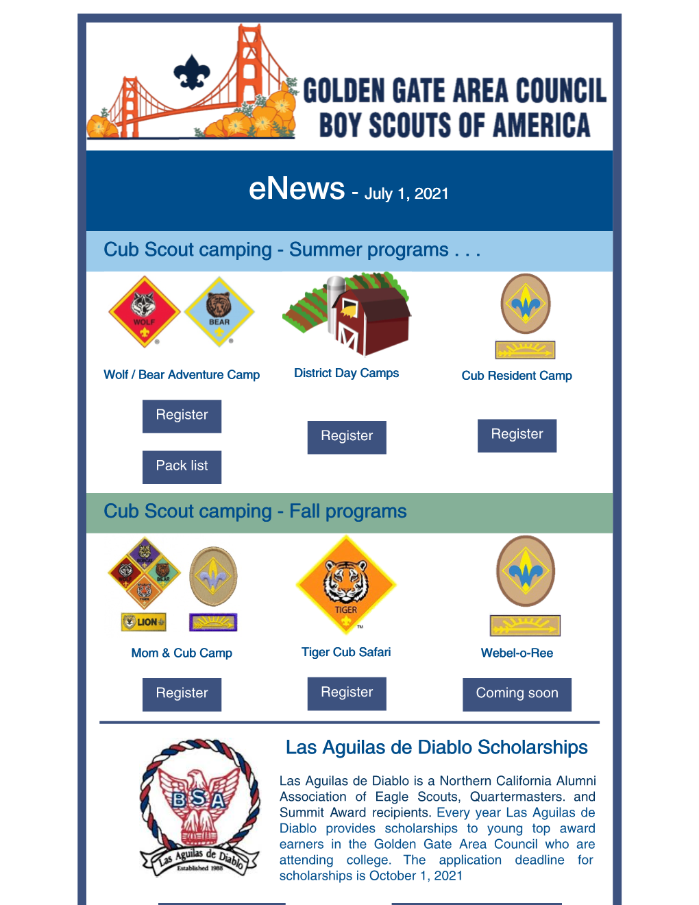 Cub Scout Camping - Summer Programs