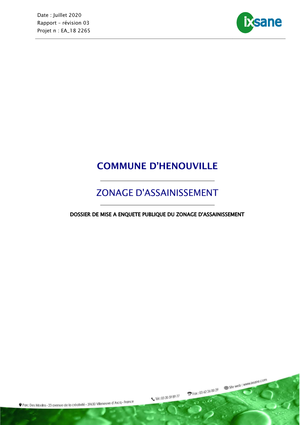 Commune D'henouville Zonage D'assainissement