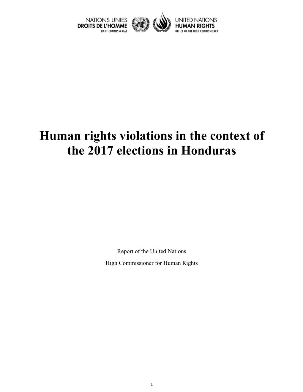 Human Rights Violations in the Context of the 2017 Elections in Honduras