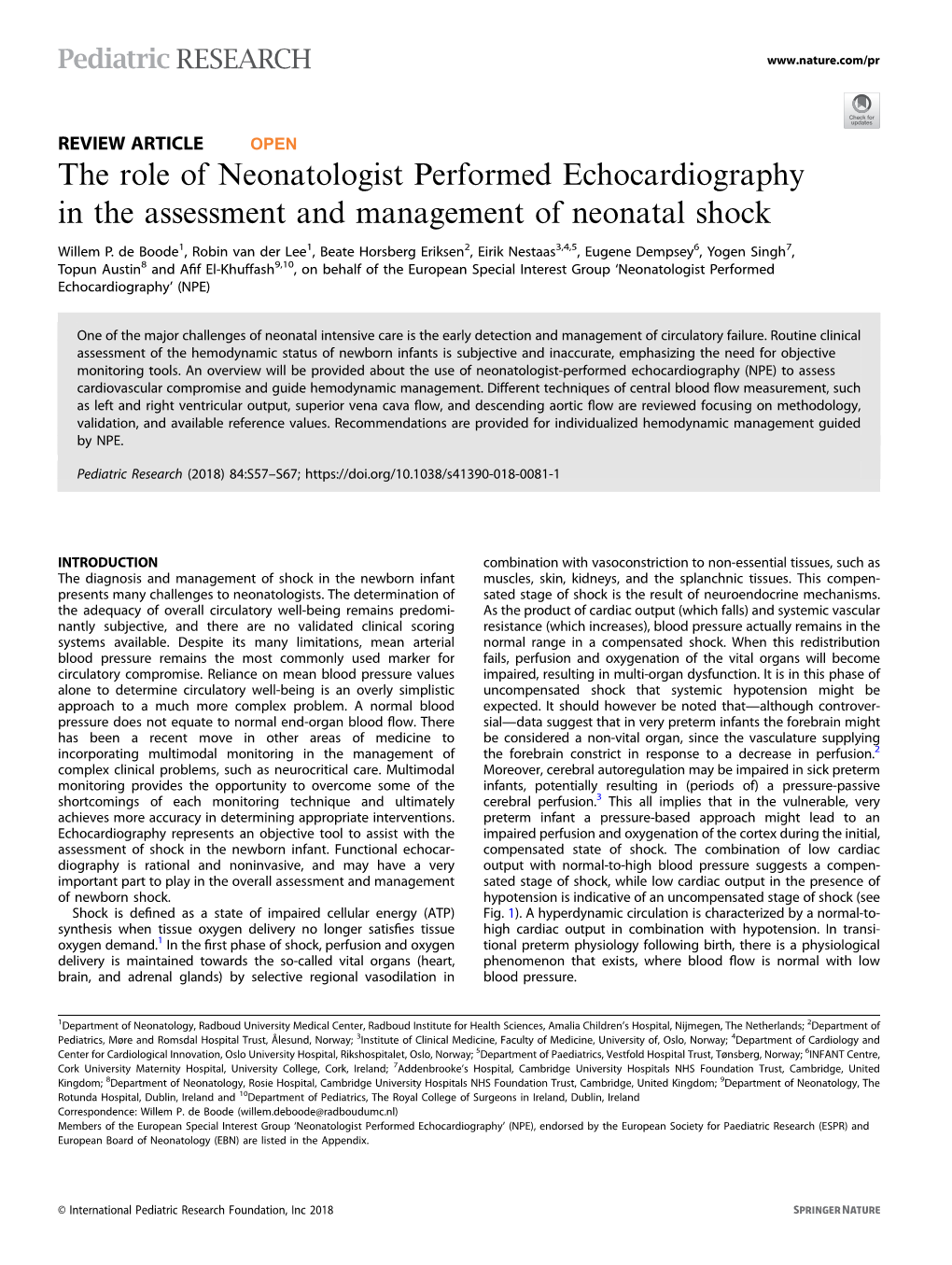 The Role of Neonatologist Performed Echocardiography in the Assessment and Management of Neonatal Shock