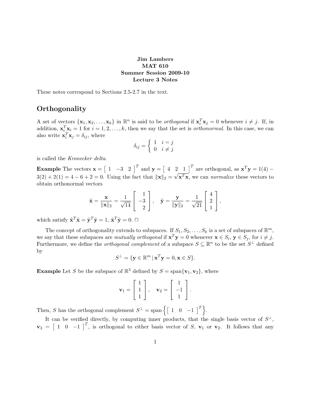 Orthogonality