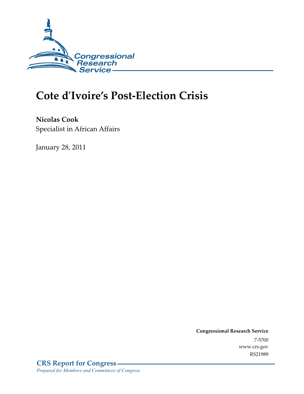 Cote D'ivoire's Post-Election Crisis