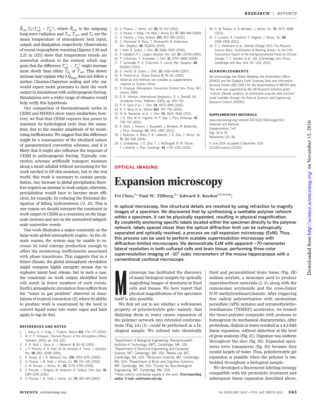 Expansion Microscopy Fore Requires an Increase in Work Output; Otherwise, Precipitation Would Have to Become More Effi- Fei Chen,1 Paul W