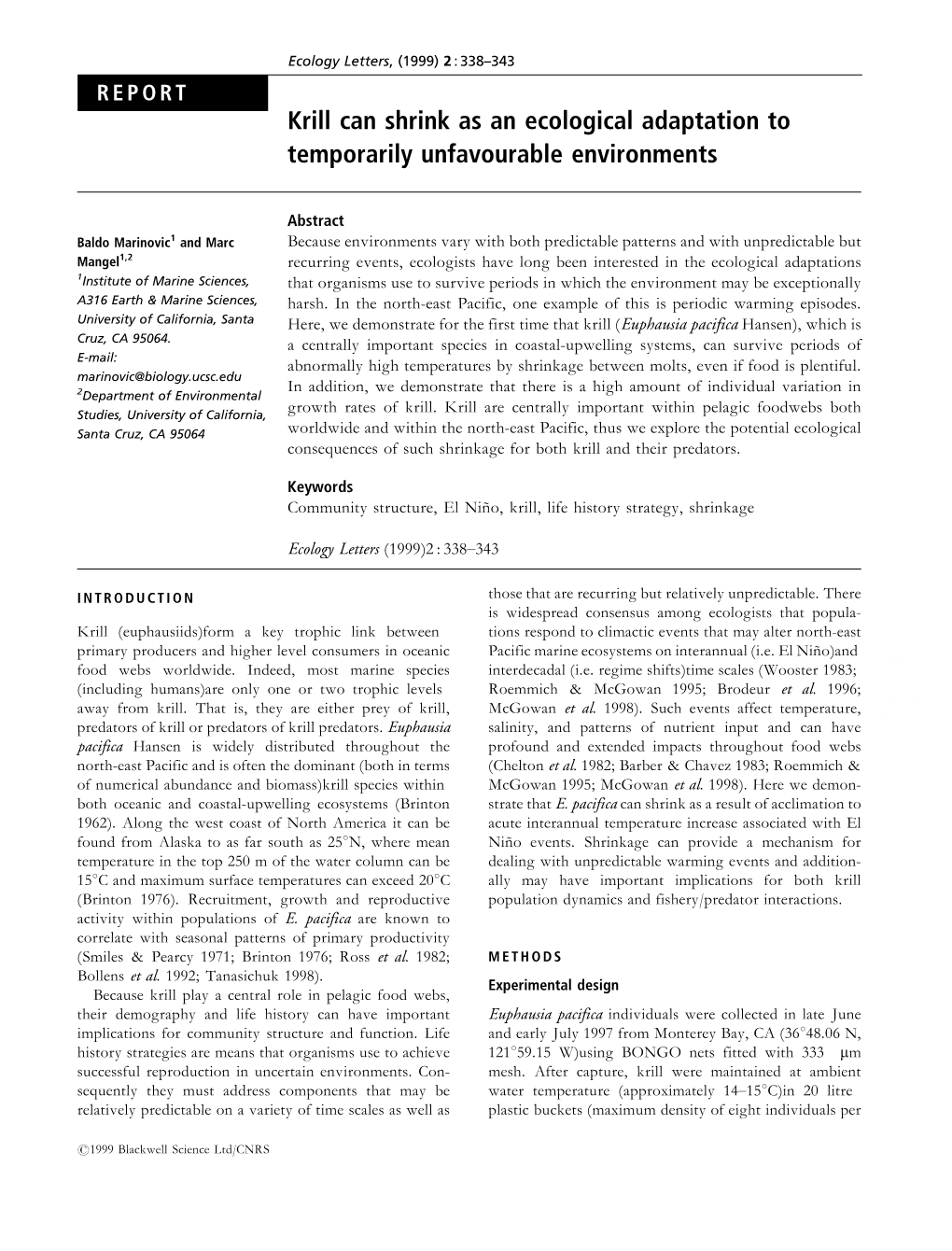 Krill Can Shrink As an Ecological Adaptation to Temporarily Unfavourable Environments