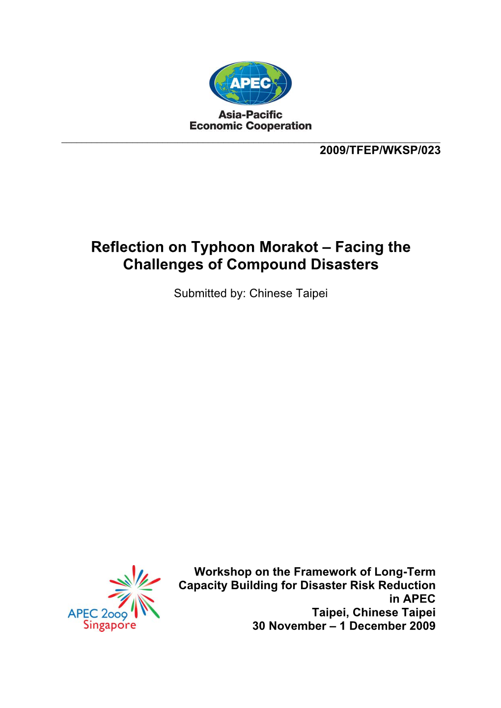 Reflection on Typhoon Morakot – Facing the Challenges of Compound Disasters