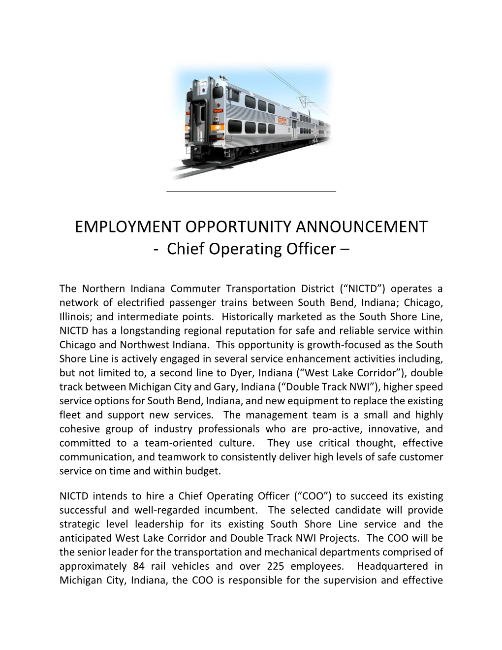 Chief Operating Officer –