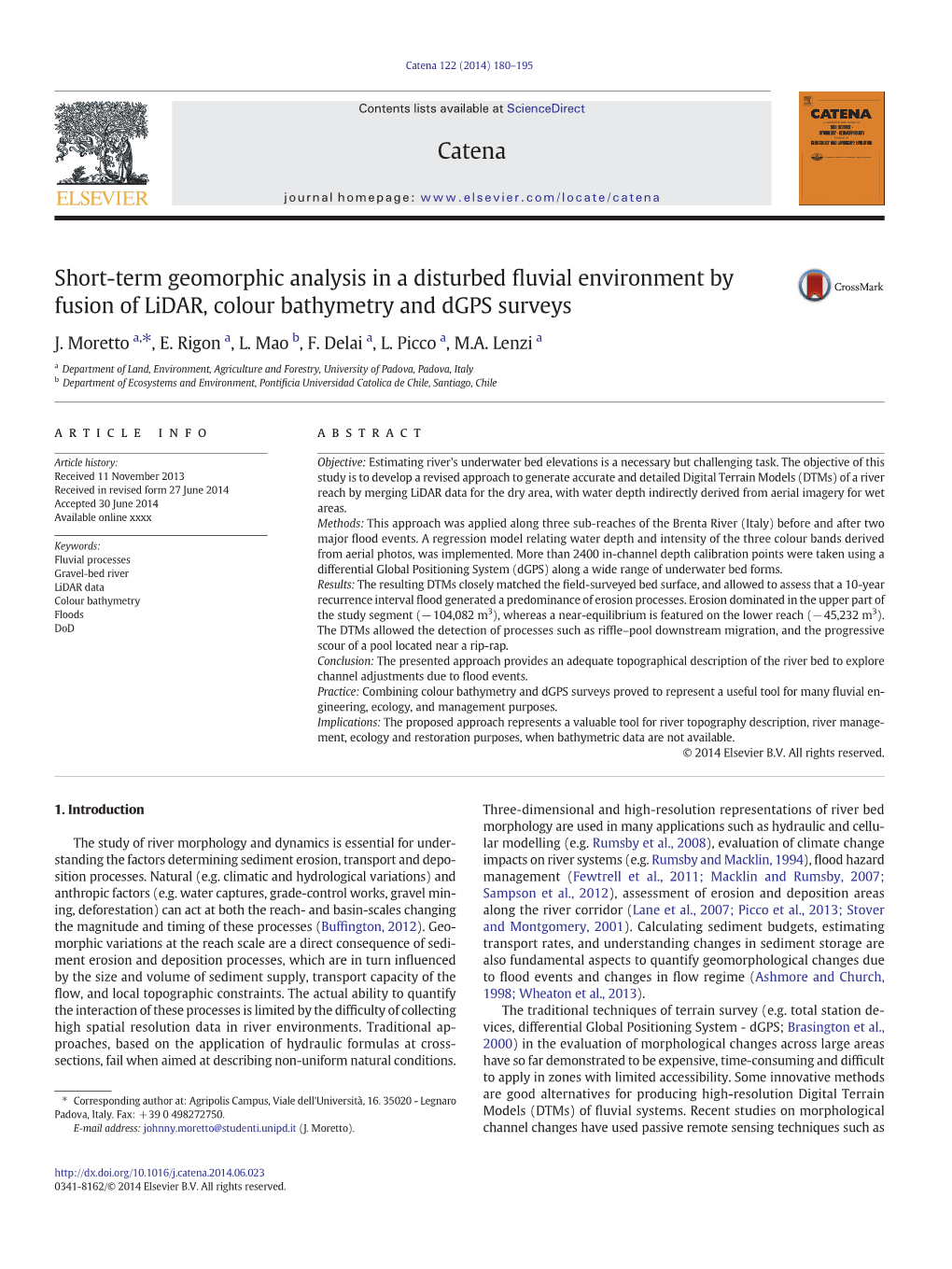 Publication by Moretto Et Al. on Catena