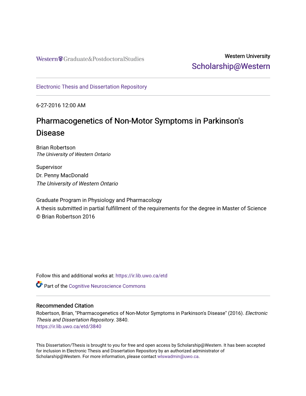 Pharmacogenetics of Non-Motor Symptoms in Parkinson's Disease