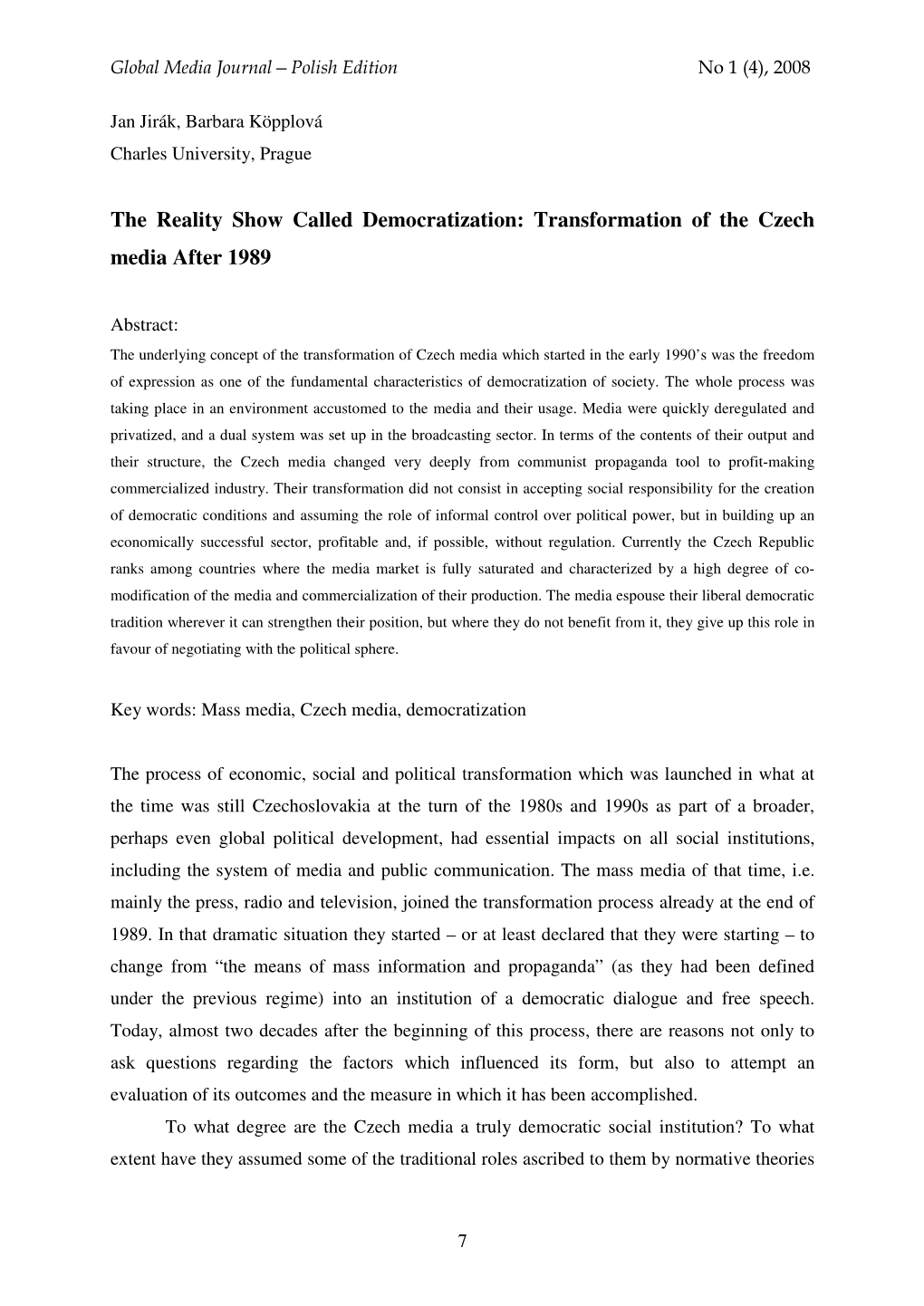 Transformation of the Czech Media After 1989