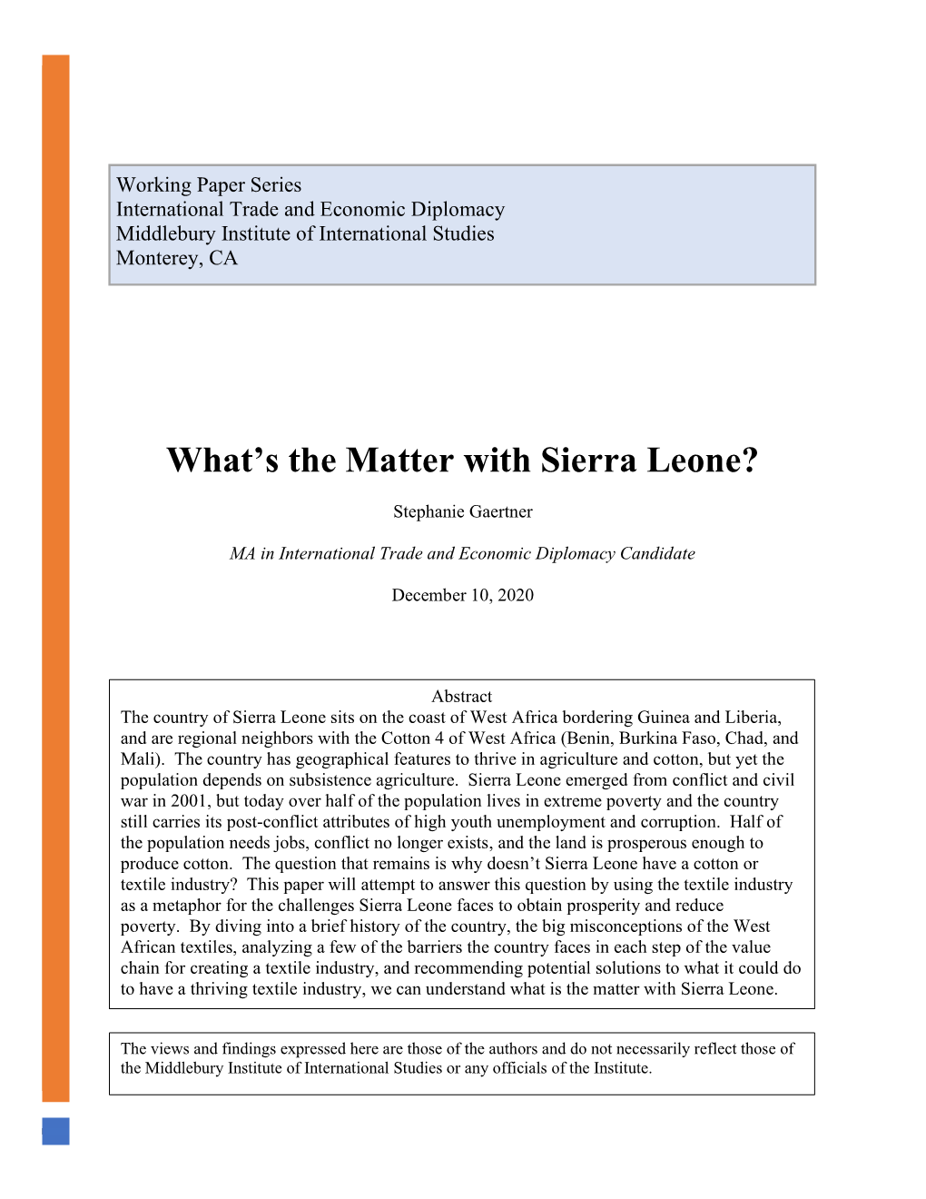 What's the Matter with Sierra Leone?