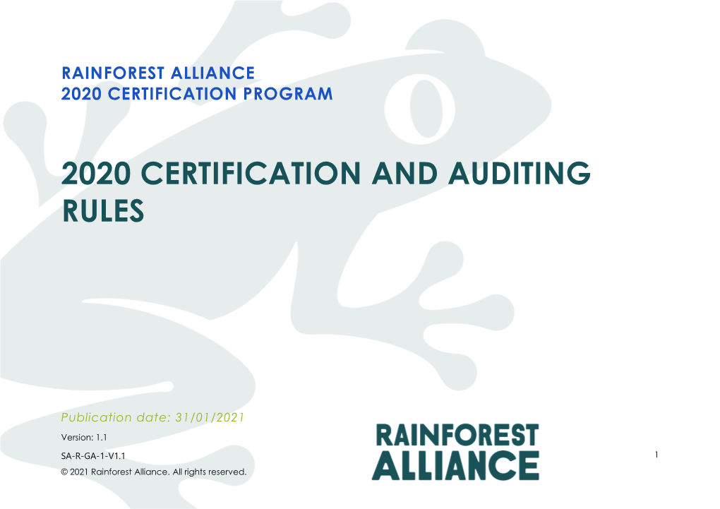 2020 Certification and Auditing Rules