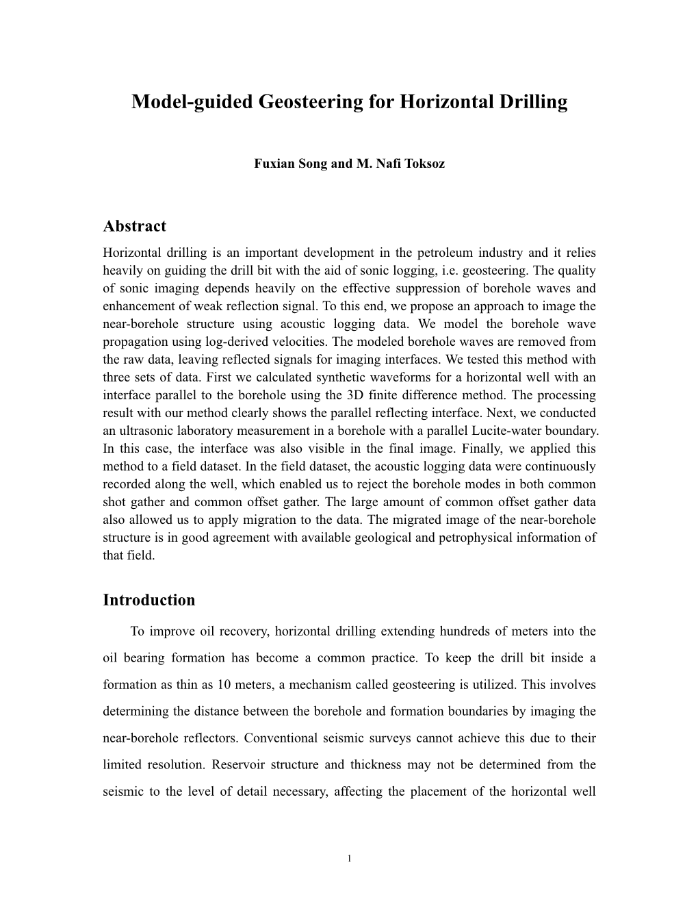 Model-Guided Geosteering for Horizontal Drilling