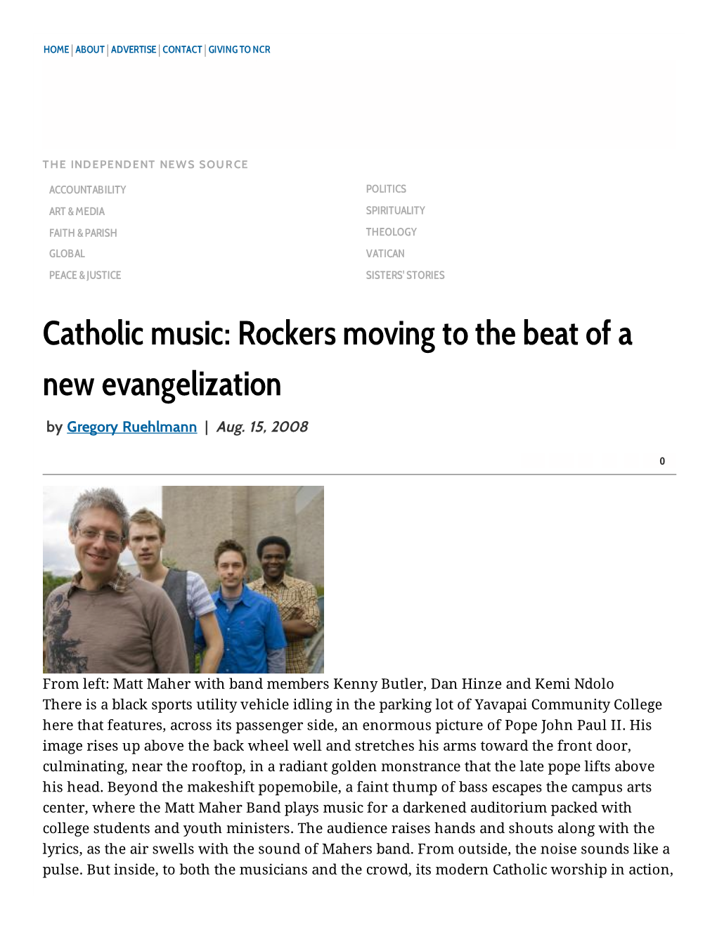 Catholic Music: Rockers Moving to the Beat of a New Evangelization by Gregory Ruehlmann | Aug