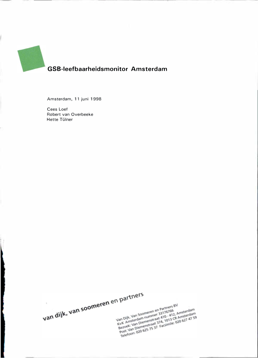 GSB-Leefbaarheidsmonitor Amsterdam