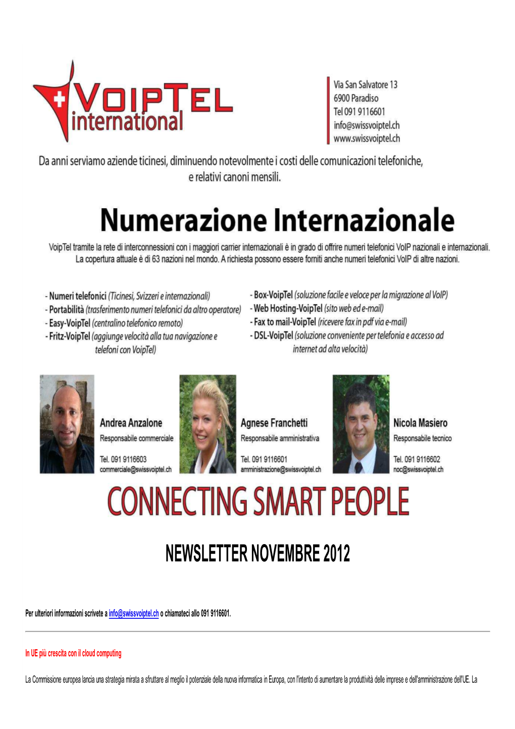 Newsletter Novembre 2012