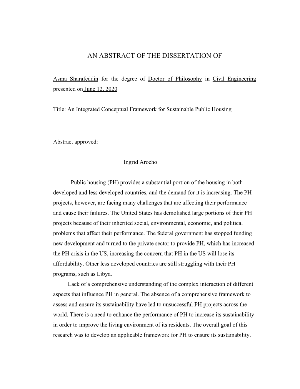 An Integrated Conceptual Framework for Sustainable Public Housing