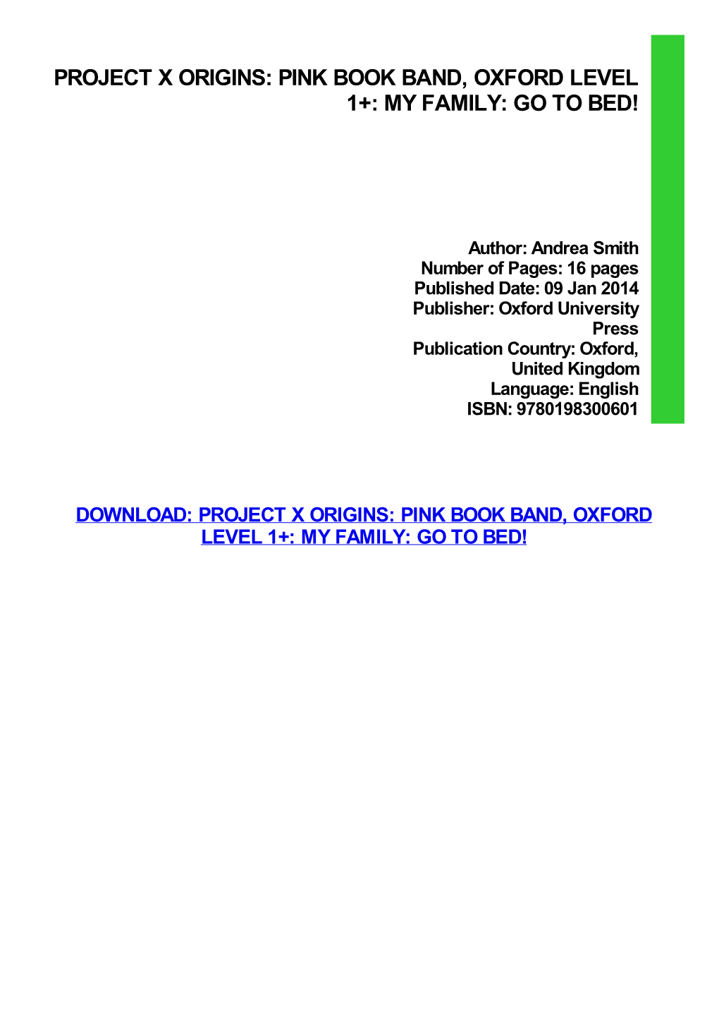 {PDF} Project X Origins: Pink Book Band, Oxford Level 1+
