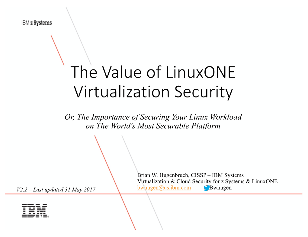 Value of Linuxone Virtualization Security