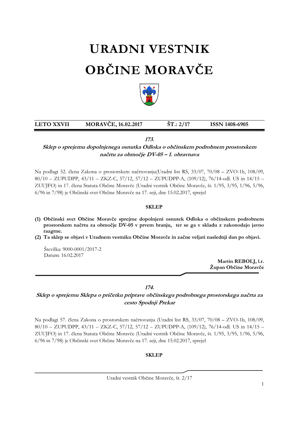 Uradni Vestnik Občine Moravče