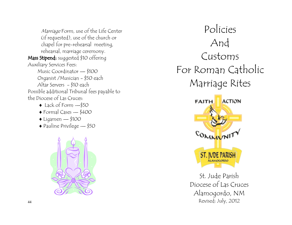 Policies and Customs for Roman Catholic Marriage Rites