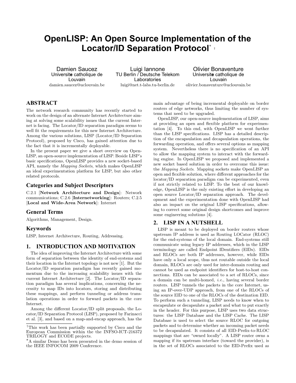 An Open Source Implementation of the Locator/ID Separation Protocol