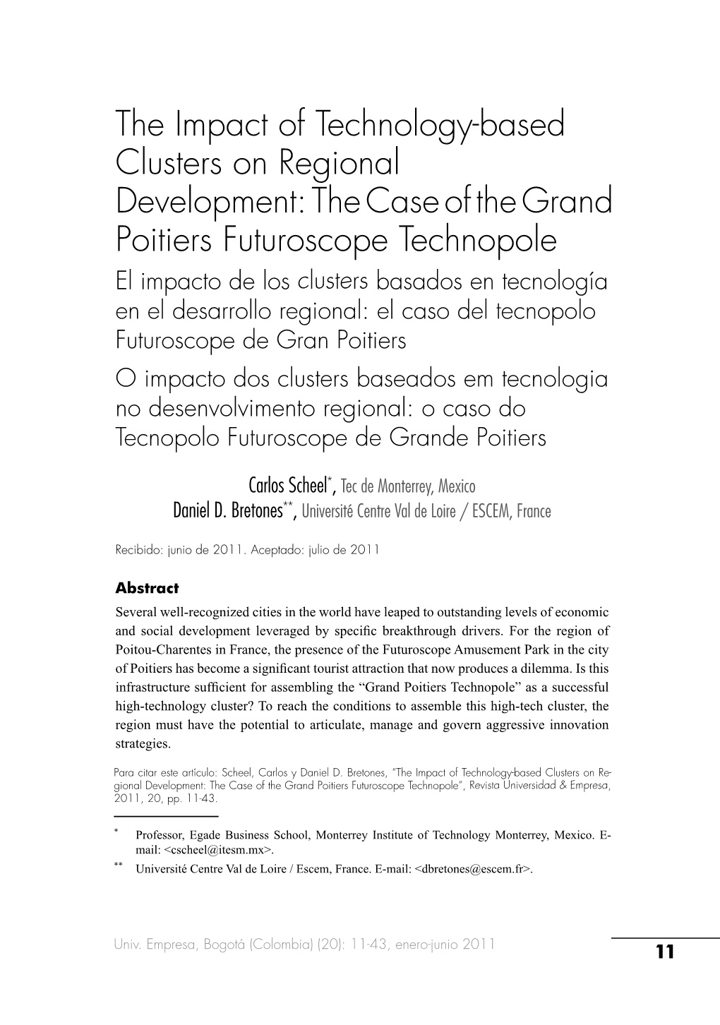 The Impact of Technology-Based Clusters on Regional Development: the Case of the Grand Poitiers Futuroscope Technopole