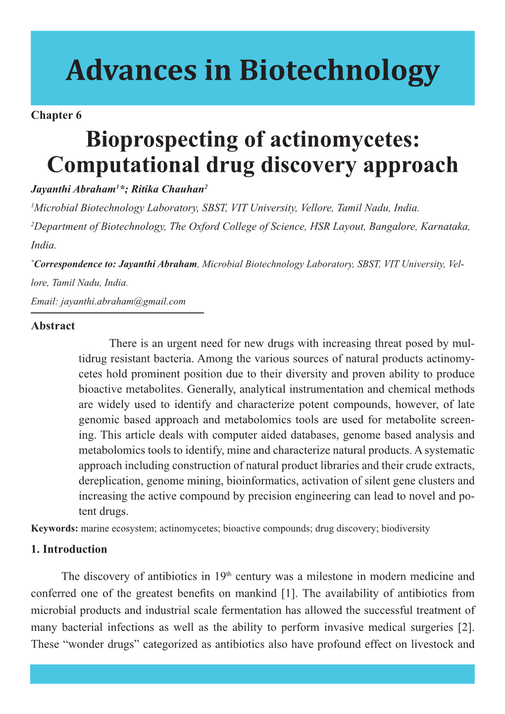 Bioprospecting of Actinomycetes: Computational Drug Discovery