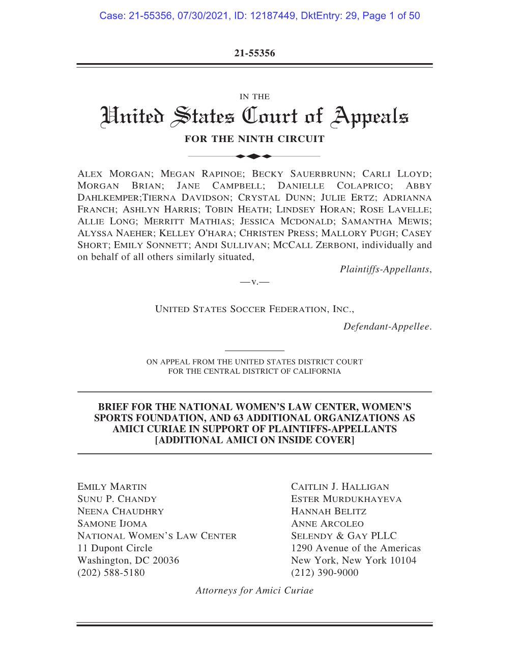 Morgan, Et Al. V. United States Soccer Federation, Inc