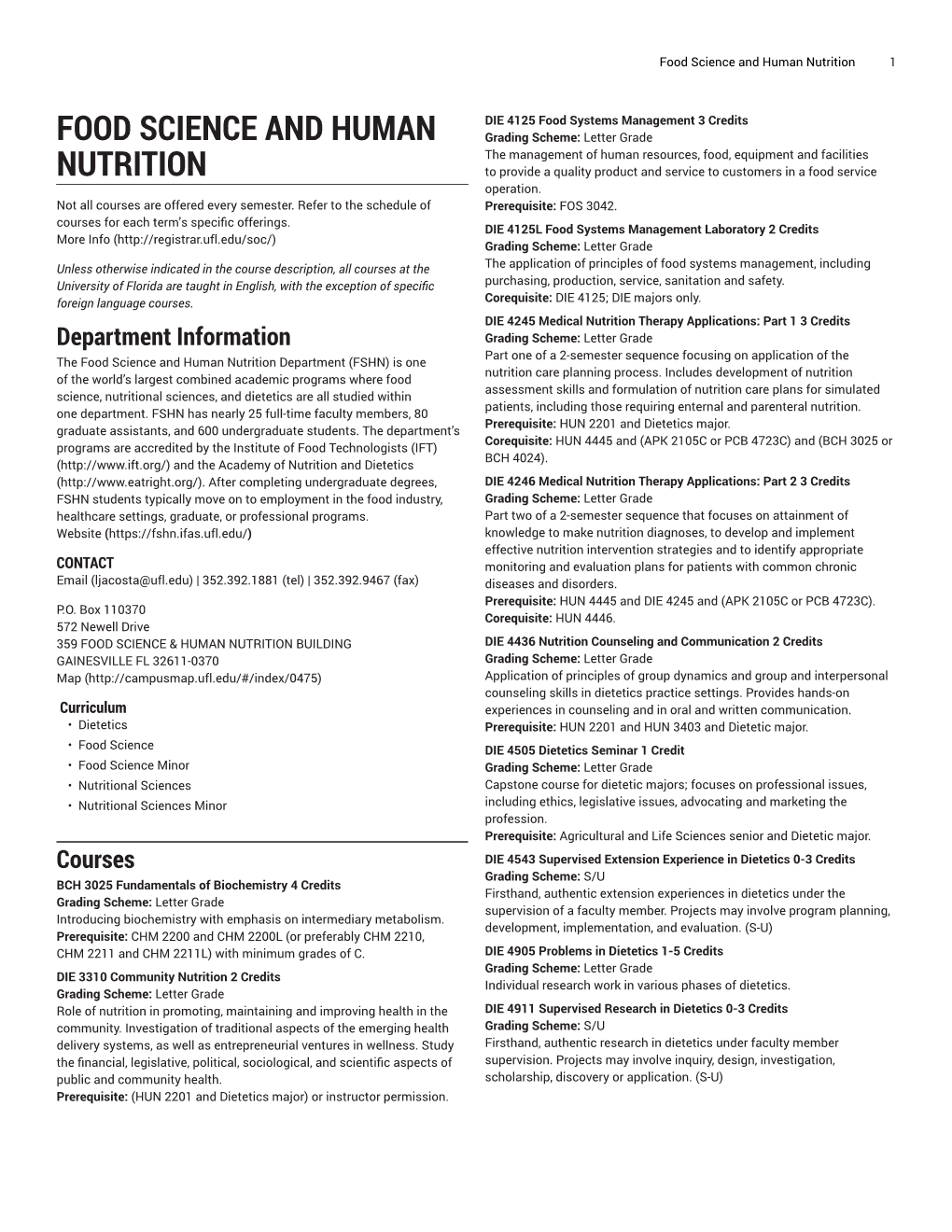 Food Science and Human Nutrition 1