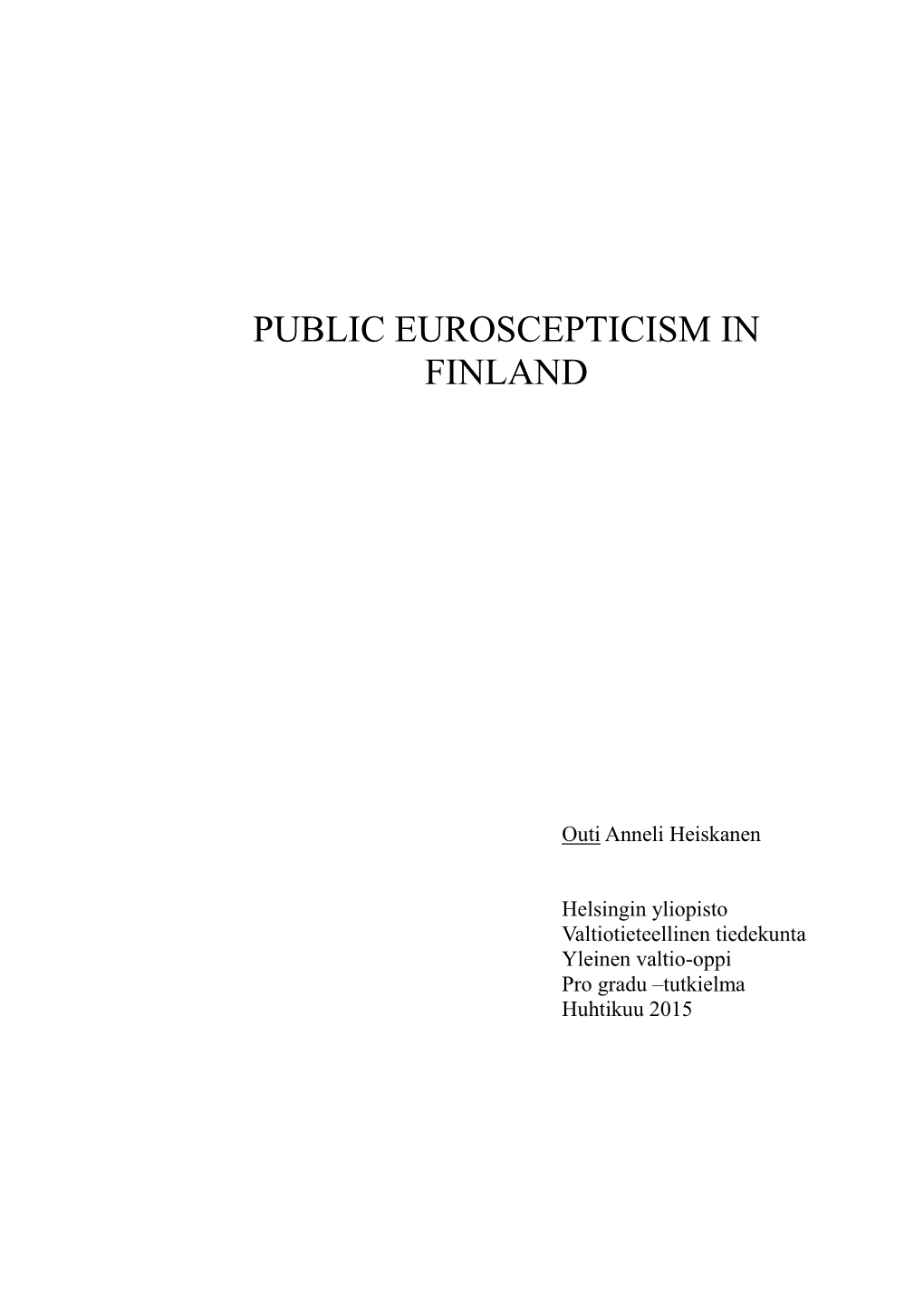 Public Euroscepticism in Finland