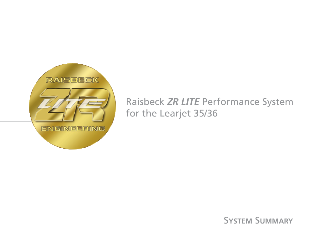 Raisbeck ZR LITE Performance System for the Learjet 35/36