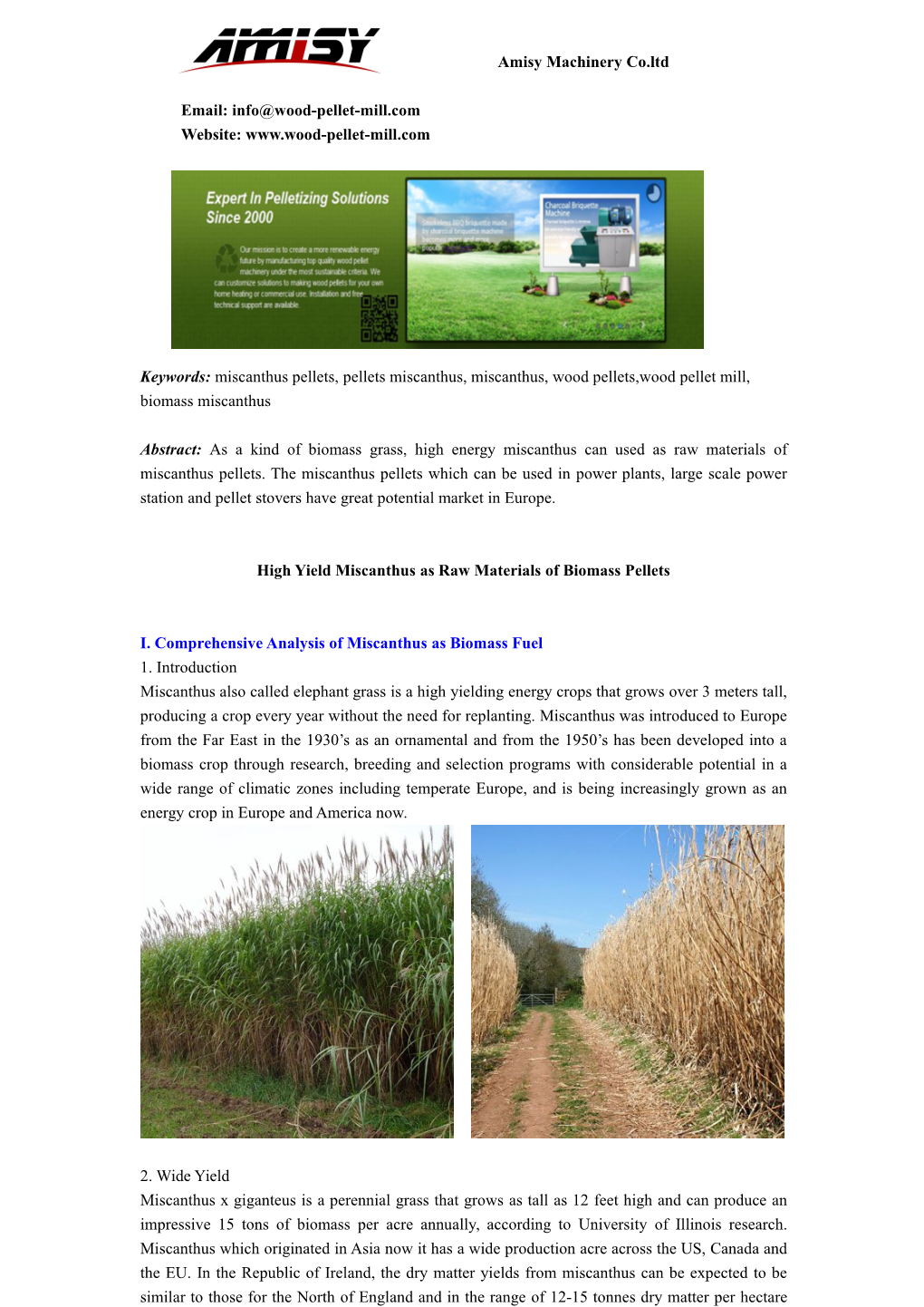 High Yield Miscanthus As Raw Materials of Wood