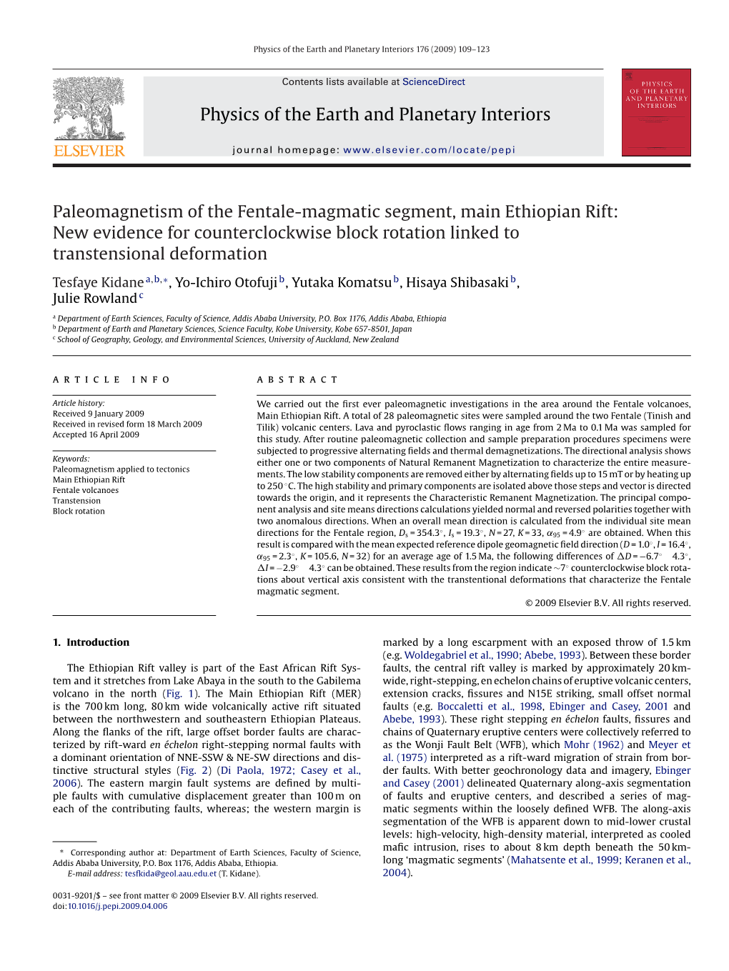 Physics of the Earth and Planetary Interiors Paleomagnetism of The