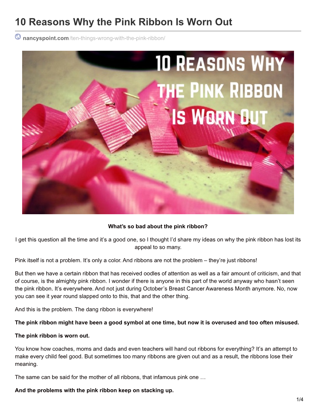 10 Reasons Why the Pink Ribbon Is Worn Out