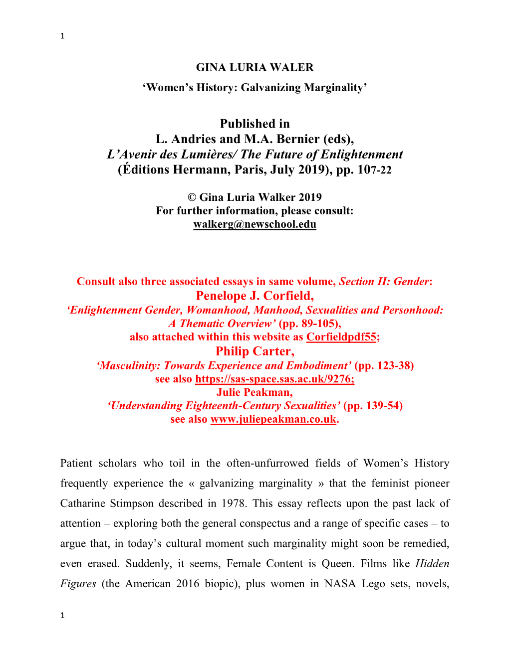 Published in L. Andries and M.A. Bernier (Eds), L'avenir Des