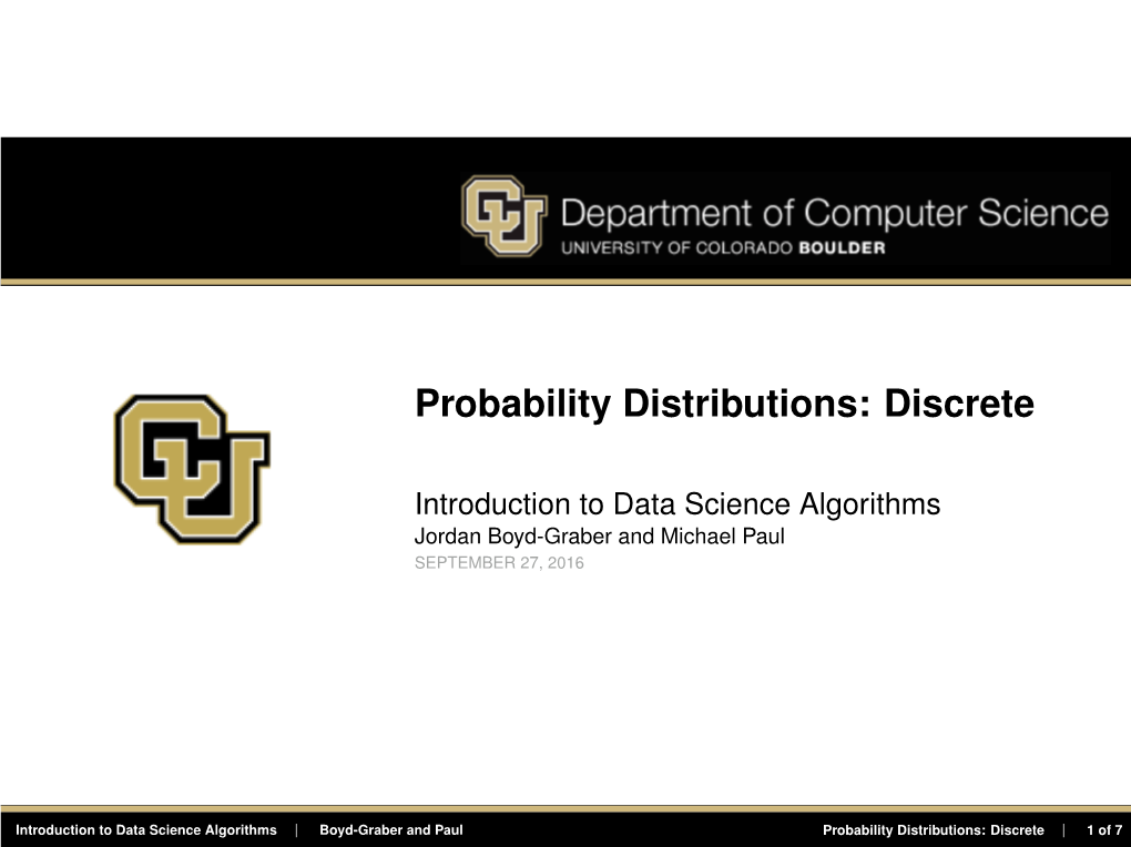 Probability Distributions: Discrete