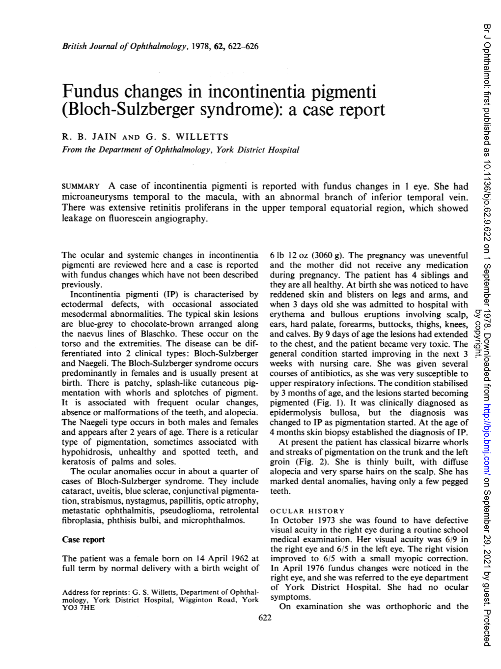 Fundus Changes in Incontinentia Pigmenti (Bloch-Sulzberger Syndrome): a Case Report