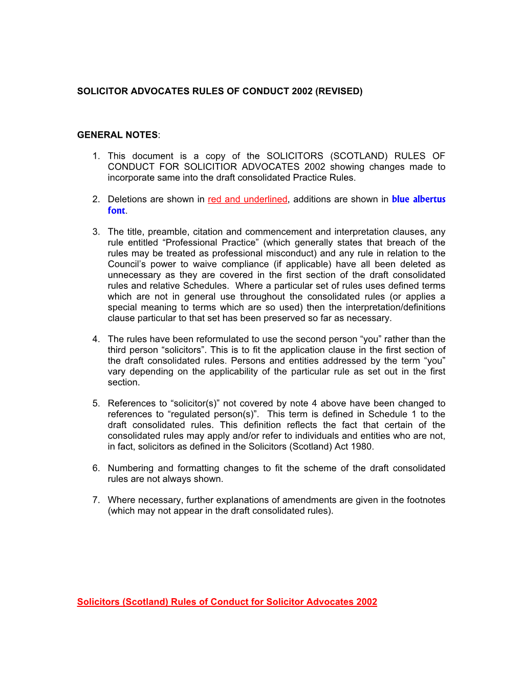 Solicitor Advocates Rules of Conduct 2002 (Revised)
