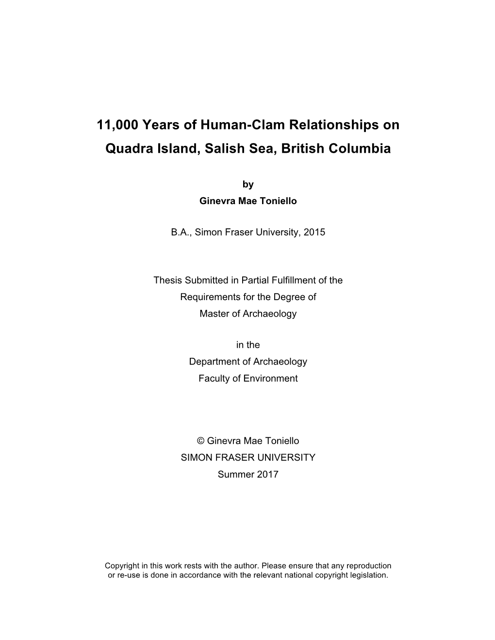 11,000 Years of Human-Clam Relationships on Quadra Island, Salish Sea, British Columbia