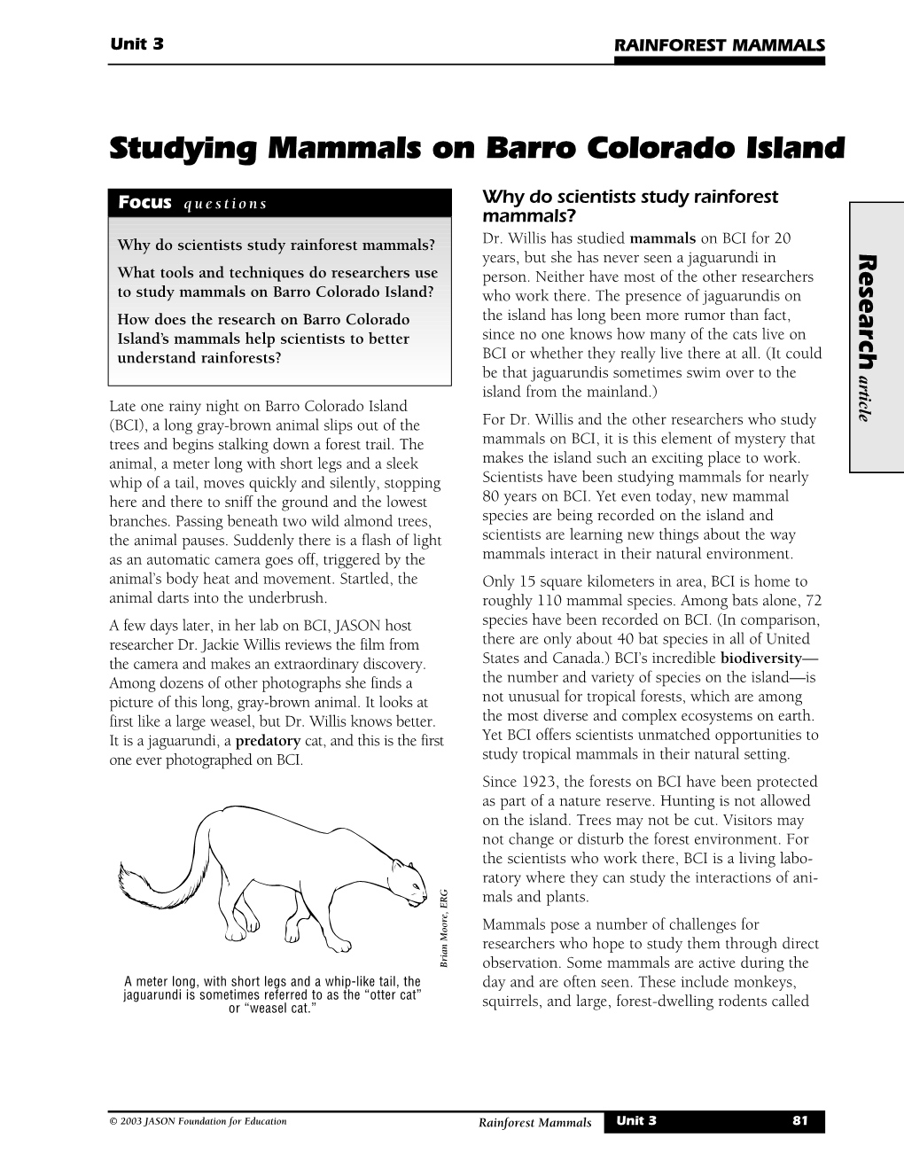 Studying Mammals on Barro Colorado Island