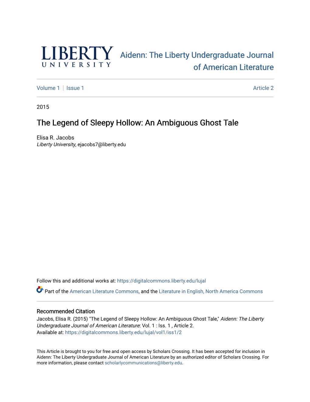 The Legend of Sleepy Hollow: an Ambiguous Ghost Tale